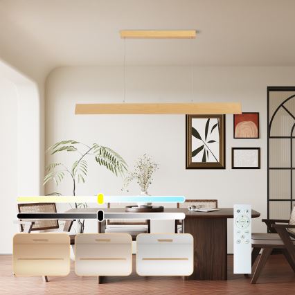 Brilagi - LED димируем полилей на кабел SLIMLINE LED/40W/230V 3000-6000K декор дъб + дистанционно управление