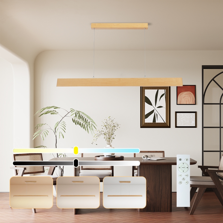 Brilagi - LED димируем полилей на кабел SLIMLINE LED/40W/230V 3000-6000K декор дъб + дистанционно управление