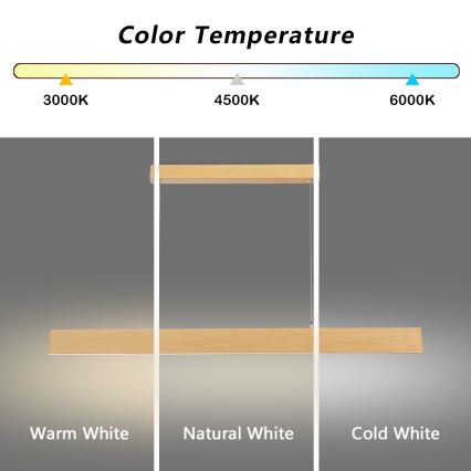 Brilagi - LED димируем полилей на кабел SLIMLINE LED/40W/230V 3000-6000K декор дъб + дистанционно управление