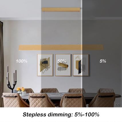Brilagi - LED димируем полилей на кабел SLIMLINE LED/40W/230V 3000-6000K декор дъб + дистанционно управление