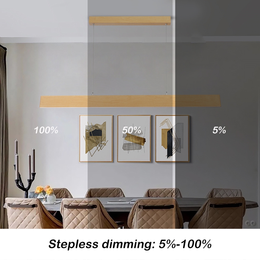 Brilagi - LED димируем полилей на кабел SLIMLINE LED/40W/230V 3000-6000K декор дъб + дистанционно управление