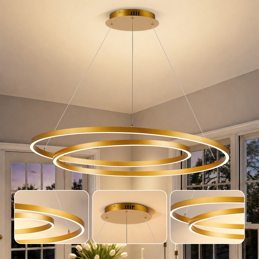 BRILAGI - димируем LED полилей на кабел TWISTER LED/105W/230V 3000-6000K Ø 100 см, златен + дистанционно управление