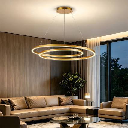 BRILAGI - димируем LED полилей на кабел TWISTER LED/105W/230V 3000-6000K Ø 100 см, златен + дистанционно управление