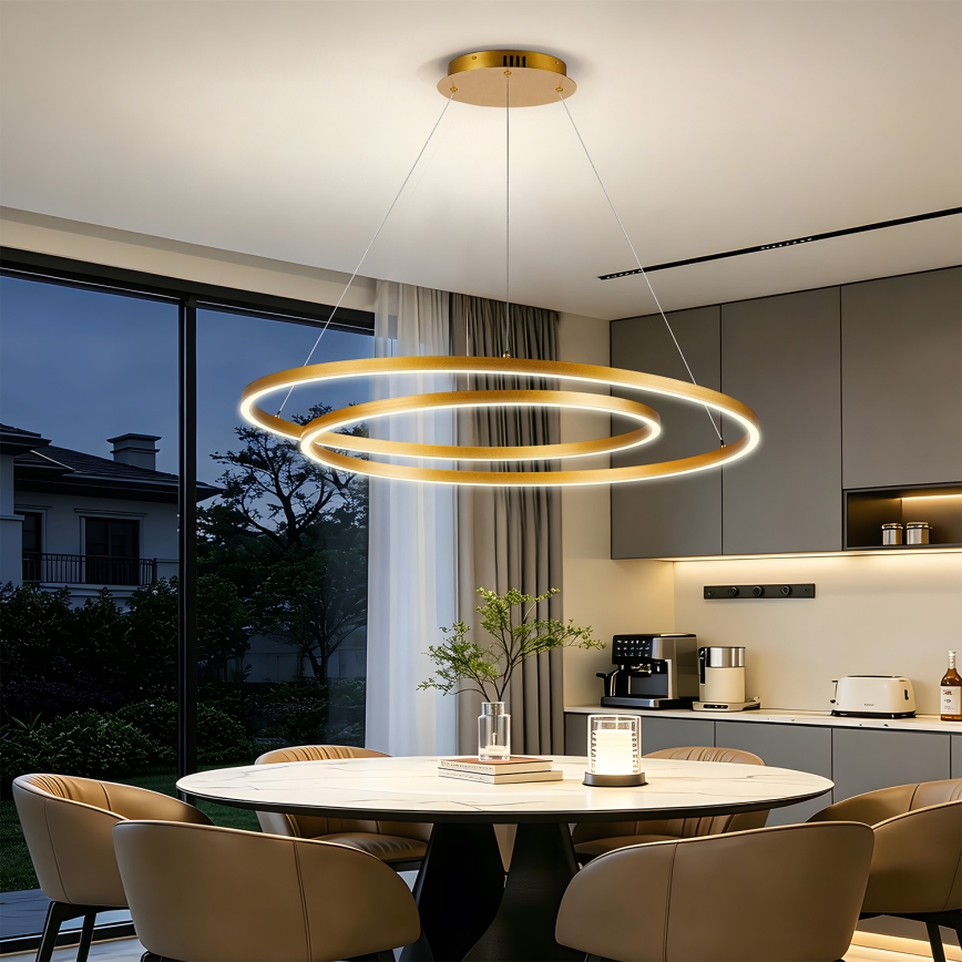 BRILAGI - димируем LED полилей на кабел TWISTER LED/105W/230V 3000-6000K Ø 100 см, златен + дистанционно управление