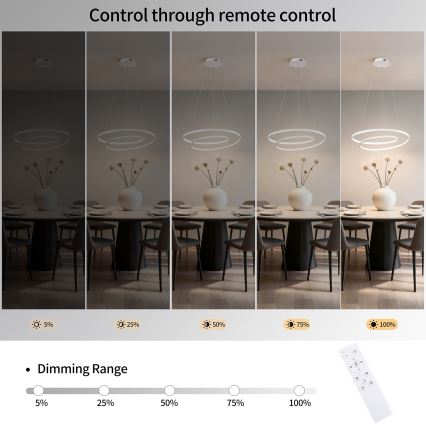 Brilagi - LED димируема полилей на кабел TWISTER LED/48W/230V 3000-6000K Ø 50 cm бял + дистанционно управление
