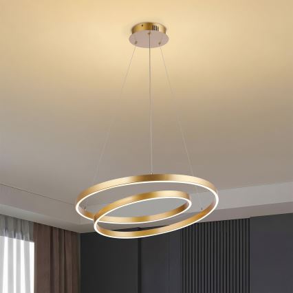 Brilagi - LED полилей на кабел TWISTER с възможност за димиране LED/48W/230V 3000-6000K Ø 50 см, златист + дистанционно управление