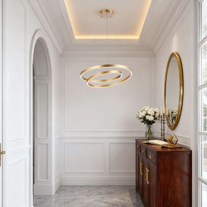 Brilagi - LED полилей на кабел TWISTER с възможност за димиране LED/48W/230V 3000-6000K Ø 50 см, златист + дистанционно управление