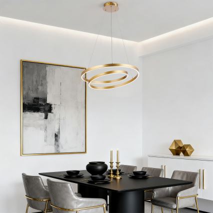 Brilagi - LED полилей на кабел TWISTER с възможност за димиране LED/48W/230V 3000-6000K Ø 50 см, златист + дистанционно управление