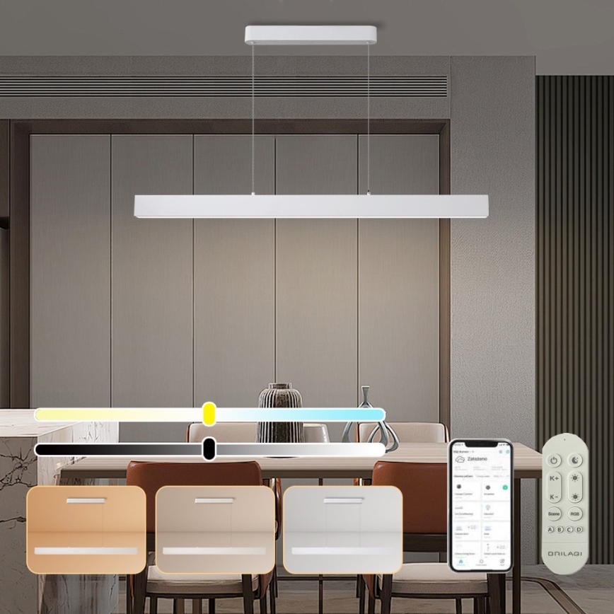 Brilagi - LED Димируем пендел SLEEKLINE SMART LED/40W/230V 3000-6000K Wi-Fi Tuya бял + дистанционно управление