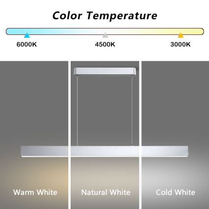 Brilagi - LED Димируем пендел SLEEKLINE SMART LED/40W/230V 3000-6000K Wi-Fi Tuya сребрист + дистанционно управление