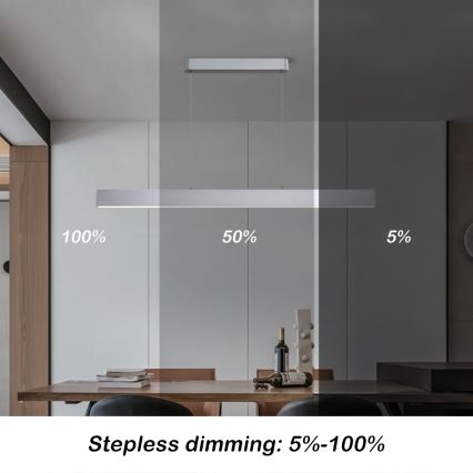 Brilagi - LED Димируем пендел SLEEKLINE SMART LED/40W/230V 3000-6000K Wi-Fi Tuya сребрист + дистанционно управление