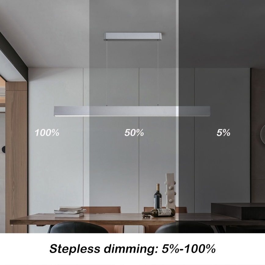 Brilagi - LED Димируем пендел SLEEKLINE SMART LED/40W/230V 3000-6000K Wi-Fi Tuya сребрист + дистанционно управление