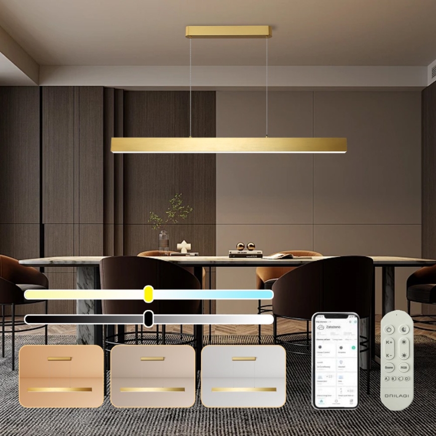 Brilagi - LED Димируем пендел SLEEKLINE SMART LED/40W/230V 3000-6000K Wi-Fi Tuya златист + дистанционно управление