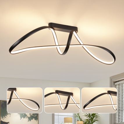 Brilagi - LED димируема плафонна лампа TWISTER LED/60W/230V 3000-6000K черна + дистанционно управление