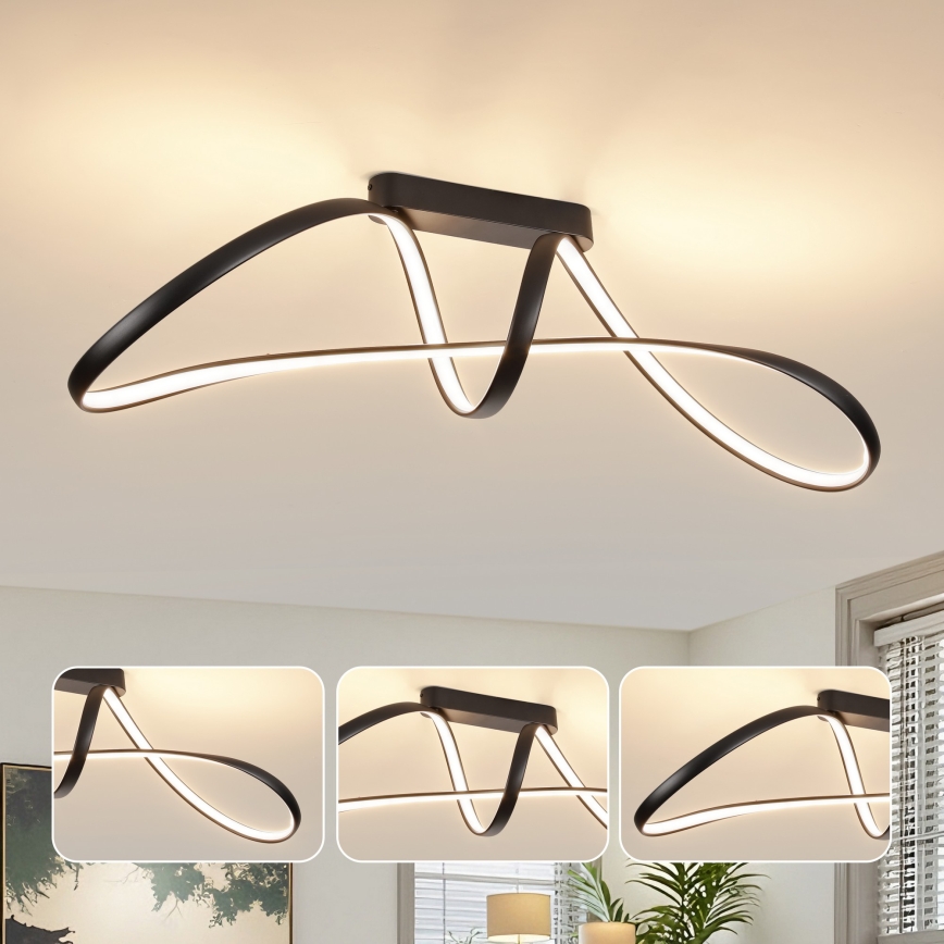 Brilagi - LED димируема плафонна лампа TWISTER LED/60W/230V 3000-6000K черна + дистанционно управление