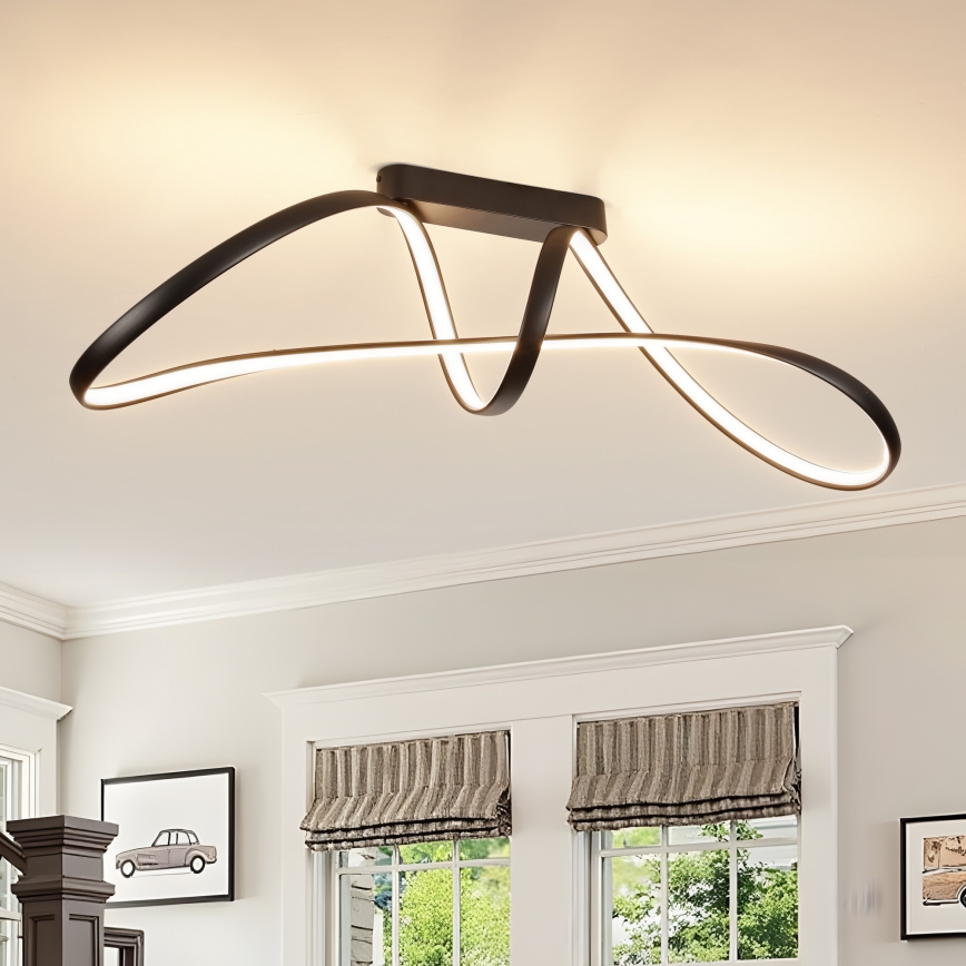 Brilagi - LED димируема плафонна лампа TWISTER LED/60W/230V 3000-6000K черна + дистанционно управление