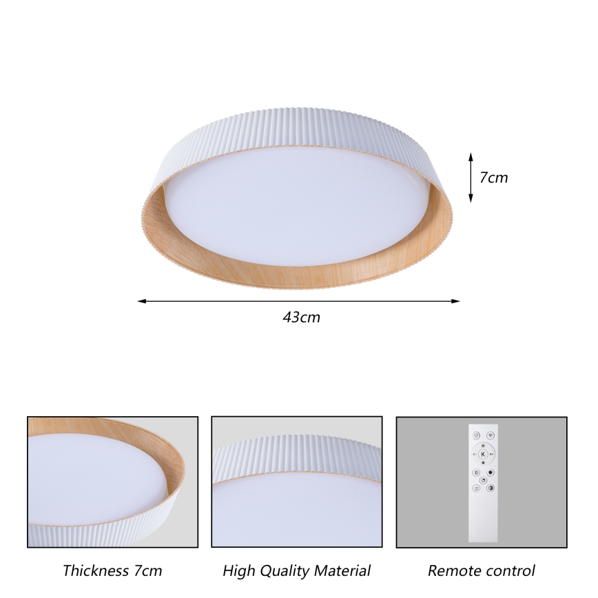 Brilagi - LED димируемо таванно осветително тяло ORINO LED/54W/230V 3000-6000K бяло Ø 43 см + дистанционно управление