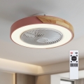 Brilagi - LED димируем таванен осветител с вентилатор LED/38W/230V 3000-6500K диаметър 50 cm розово/дъб + дистанционно управление