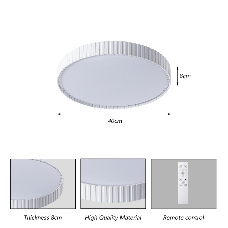 Brilagi - LED димируема таванна лампа CORVO LED/54W/230V 3000-6000K бяла Ø 40 см + дистанционно управление