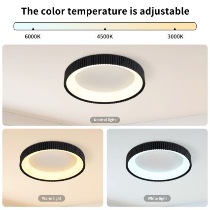 Brilagi - LED димируемо таванно осветително тяло FALCON MODERN LED/30W/230V 3000-6500K Ø 40 cm черно + дистанционно управление