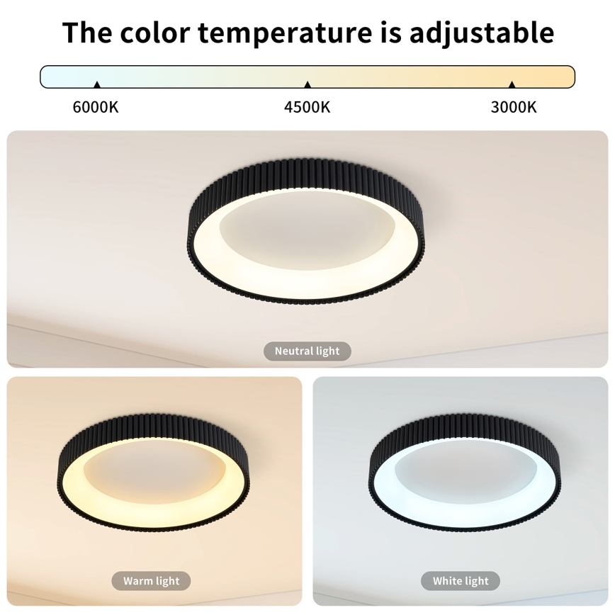 Brilagi - LED димируемо таванно осветително тяло FALCON MODERN LED/30W/230V 3000-6500K Ø 40 cm черно + дистанционно управление