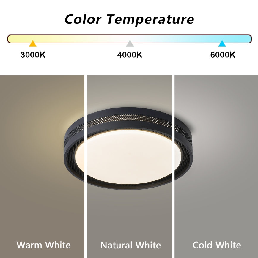 Brilagi - Димируемо LED таванно осветително тяло KREON LED/54W/230V 3000-6000K черно, диаметър 38 см + дистанционно управление