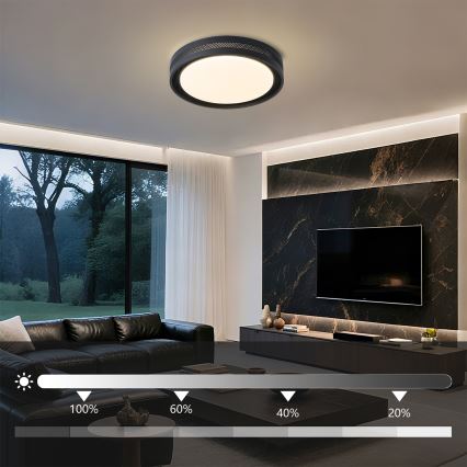 Brilagi - Димируемо LED таванно осветително тяло KREON LED/54W/230V 3000-6000K черно, диаметър 38 см + дистанционно управление