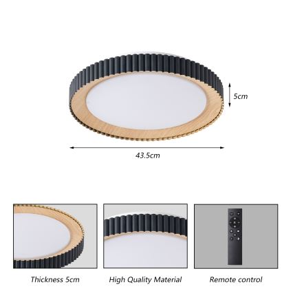 Brilagi - LED димируемо таванно осветително тяло NEXO LED/48W/230V 3000-6000K черно Ø 43 см + дистанционно управление