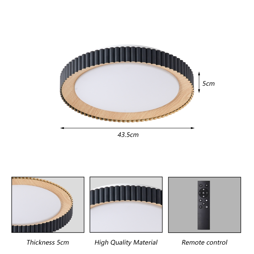 Brilagi - LED димируемо таванно осветително тяло NEXO LED/48W/230V 3000-6000K черно Ø 43 см + дистанционно управление