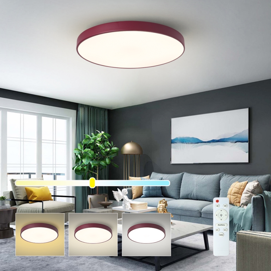 Brilagi - димируемо таванно осветително тяло POOL LED/60W/230V 3000-6000K диаметър 60 cm бордо + дистанционно управление