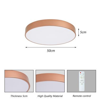 Brilagi - Димируемо LED таванно осветително тяло POOL LED/60W/230V 3000-6000K Ø 50 см бронзово + дистанционно управление