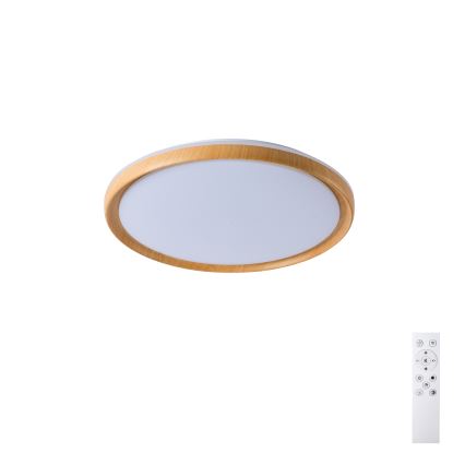 Brilagi - димируемо LED таванно осветително тяло RIVO LED/72W/230V 3000-6000K с дървесен декор, диаметър 50 см + дистанционно управление