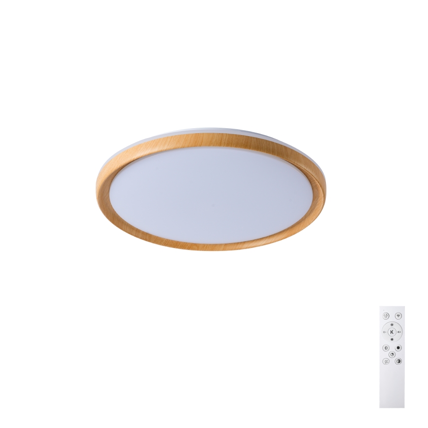 Brilagi - димируемо LED таванно осветително тяло RIVO LED/72W/230V 3000-6000K с дървесен декор, диаметър 50 см + дистанционно управление