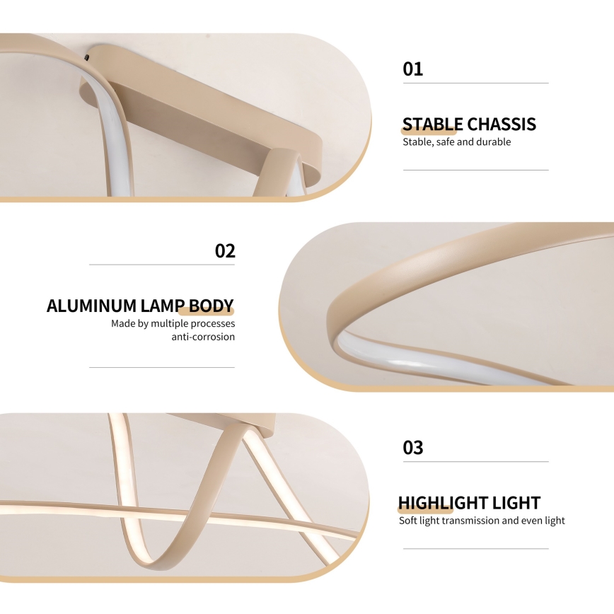 Brilagi - Димируема LED плафониера TWISTER LED/60W/230V 3000-6000K бежова + дистанционно управление