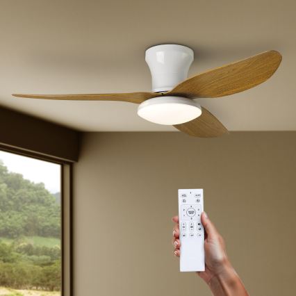 Brilagi - LED Димируем таванен вентилатор LED/30W/230V 3000-6500K бял/кафяв + дистанционно управление