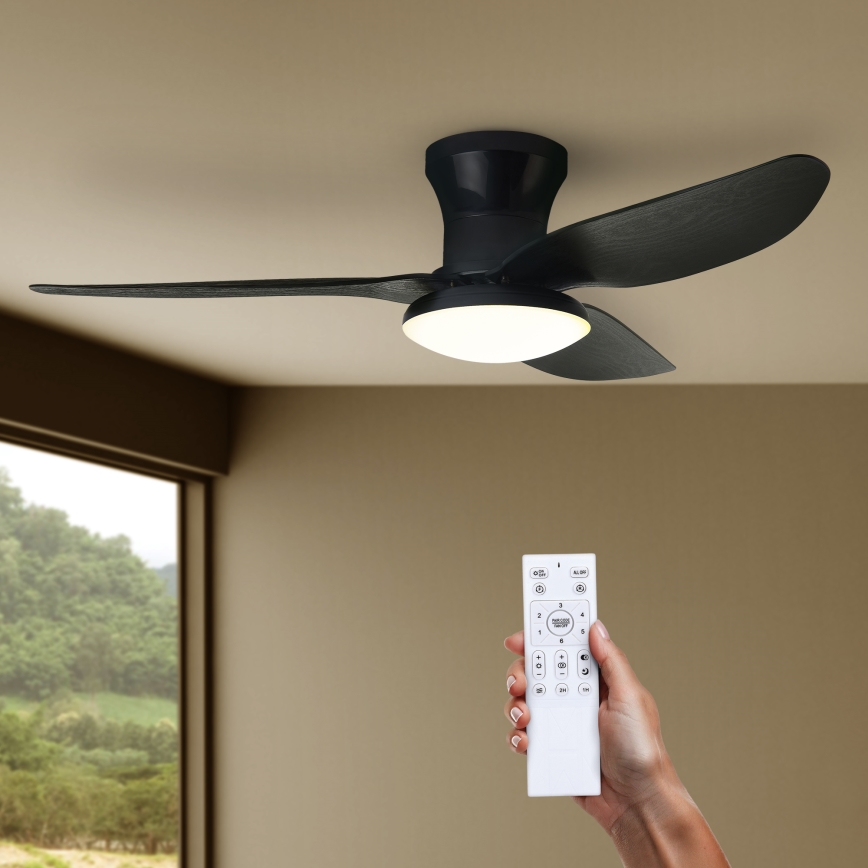 Brilagi - LED Димируем таванен вентилатор LED/30W/230V 3000-6500K черен + дистанционно управление