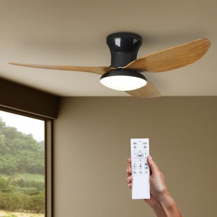Brilagi - LED Димируем таванен вентилатор LED/30W/230V 3000-6500K черен/кафяв + дистанционно управление
