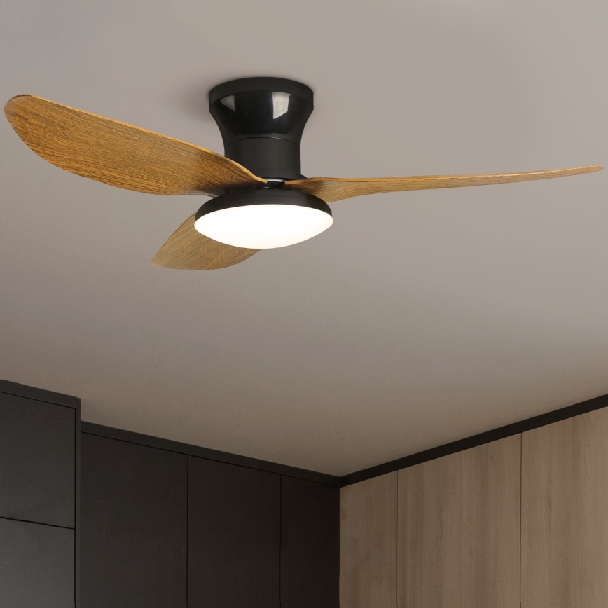 Brilagi - LED Димируем таванен вентилатор LED/30W/230V 3000-6500K черен/кафяв + дистанционно управление