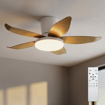 Brilagi - LED димируем таванен вентилатор LED/32W/230V 95 cm бял/кафяв + дистанционно управление
