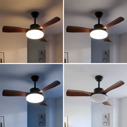 Brilagi - LED таванен вентилатор с регулируема яркост LED/34W/230V 106 cm черен/кафяв + дистанционно управление