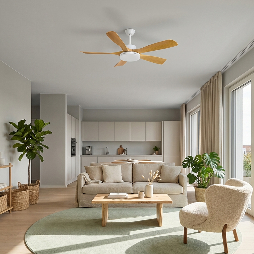 Brilagi - таванен вентилатор с димируема LED светлина LED/34W/230V 132 cm бял/кафяв + дистанционно управление