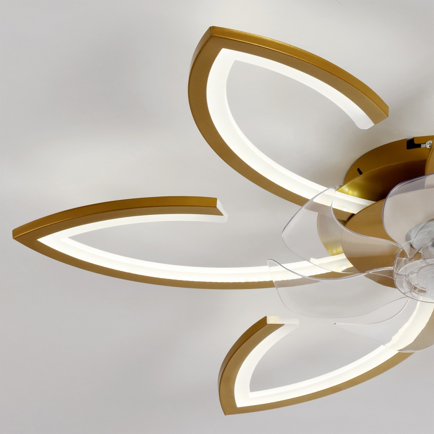 Brilagi - LED таванен вентилатор с димируемо осветление, 34W/230V, 3000–6500K, диаметър 78 cm, златен, с дистанционно управление