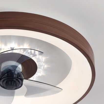 Brilagi - Димируем таванен вентилатор с вградена LED, 34 W, 230 V, 3000–6500 K, Ø 46 см, кафяв + дистанционно управление