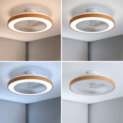 Brilagi - LED таванен вентилатор с възможност за димиране LED/38W/230V 3000-6500K Ø 50 см бял/кафяв + дистанционно управление