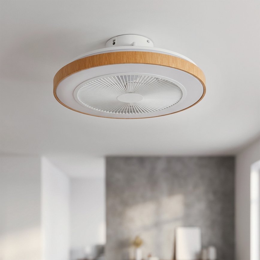 Brilagi - LED таванен вентилатор с възможност за димиране LED/38W/230V 3000-6500K Ø 50 см бял/кафяв + дистанционно управление