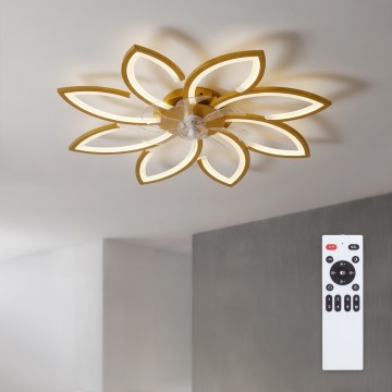 Brilagi - LED димируем таванен вентилатор LED/43W/230V 3000–6500K Ø 90 см, златист + дистанционно управление