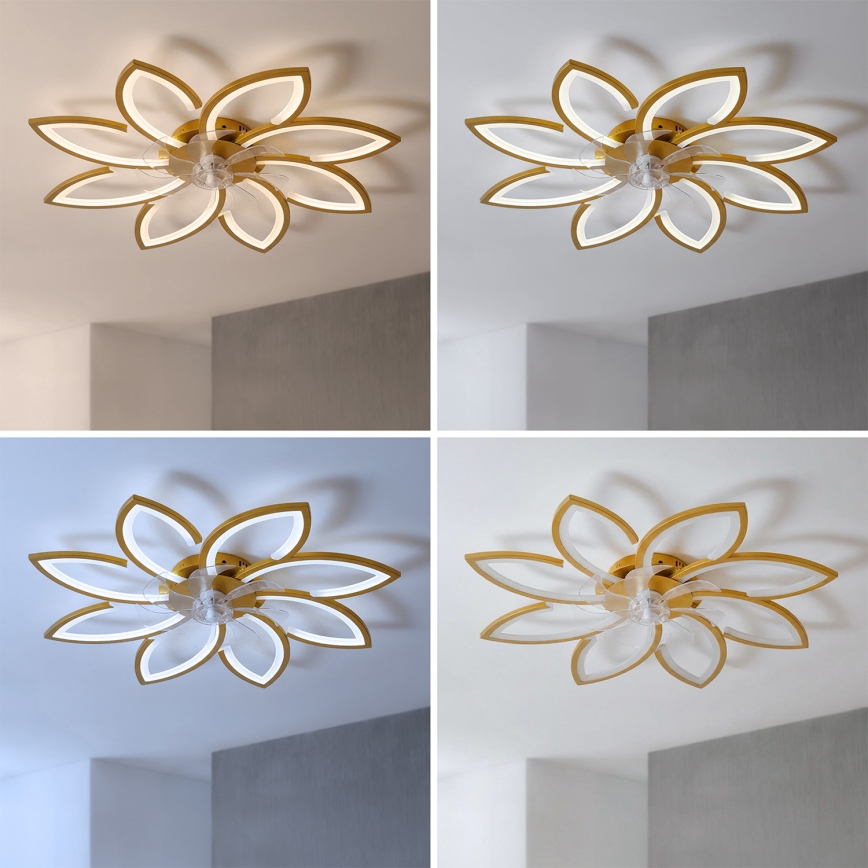 Brilagi - димируем LED таванен вентилатор LED/43W/230V диаметър 90 cm златист + дистанционно управление