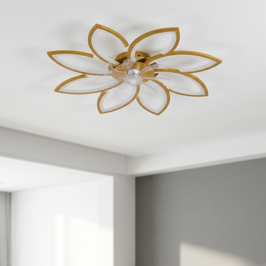 Brilagi - димируем LED таванен вентилатор LED/43W/230V диаметър 90 cm златист + дистанционно управление