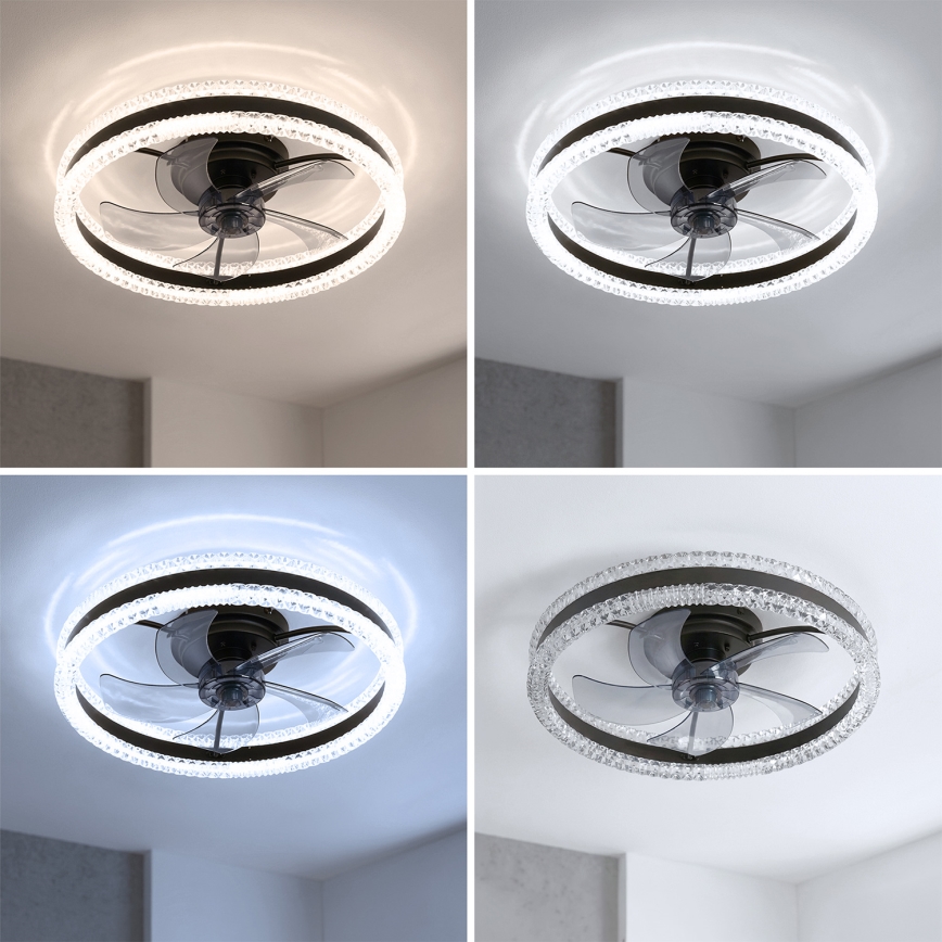 Brilagi - Димируем таванен вентилатор с LED/62W/230V, диаметър 50 см, черен + дистанционно управление