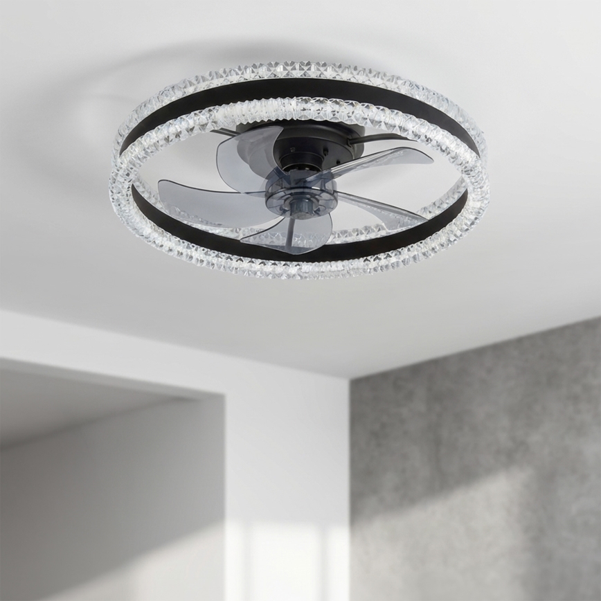 Brilagi - Димируем таванен вентилатор с LED/62W/230V, диаметър 50 см, черен + дистанционно управление